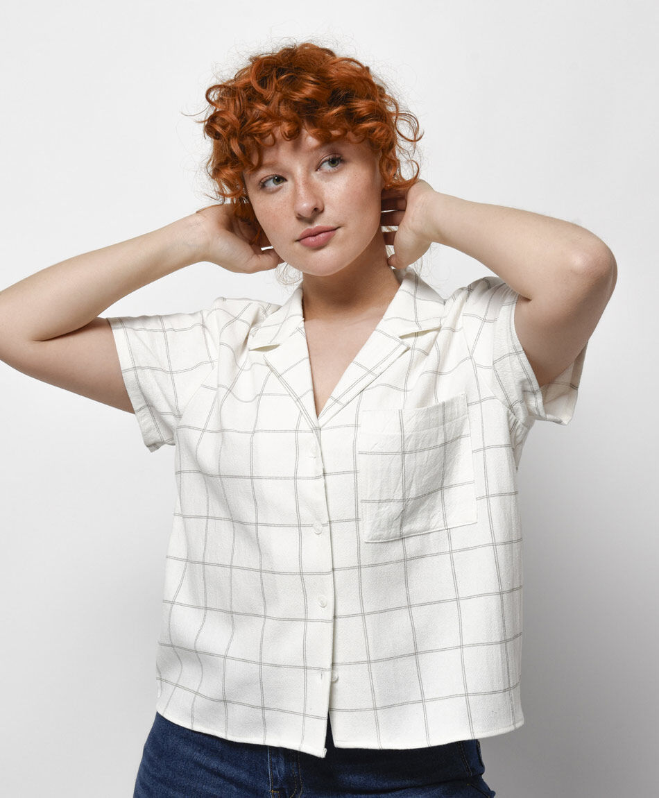 Blusa mujer lino cuadros