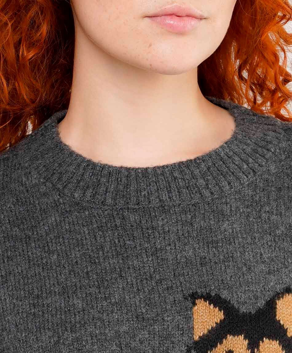 Sweater mujer jacquard dog bordado