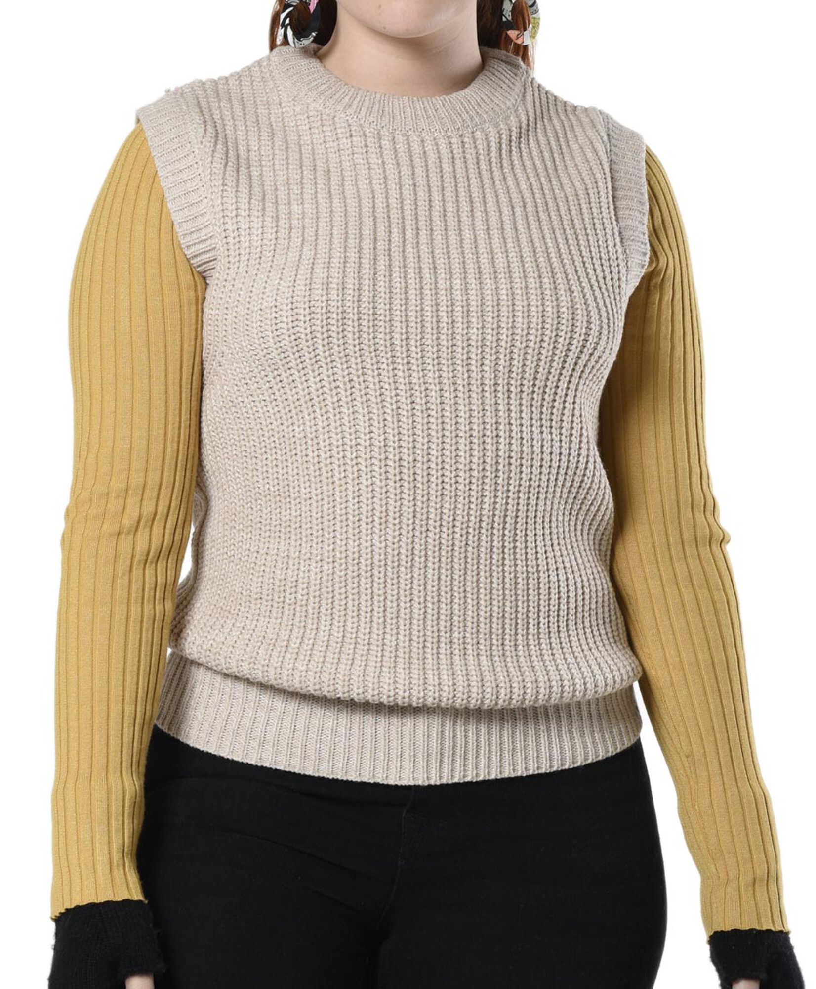 Sweater sin mangas cuello redondo Sweater sin mangas cuello redondo