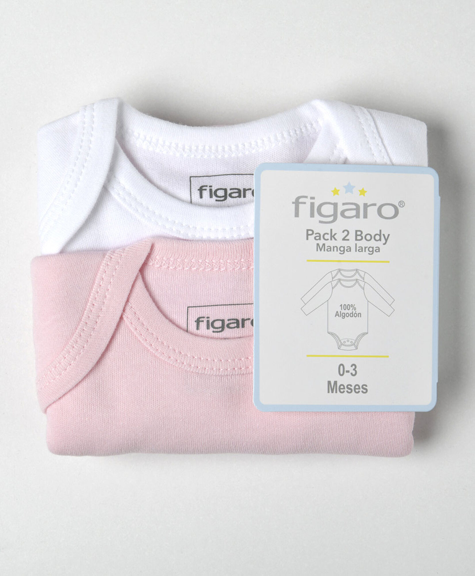 Pack 2 bodies bebé blanco y rosado manga larga Pack 2 bodies bebé blanco y rosado manga larga