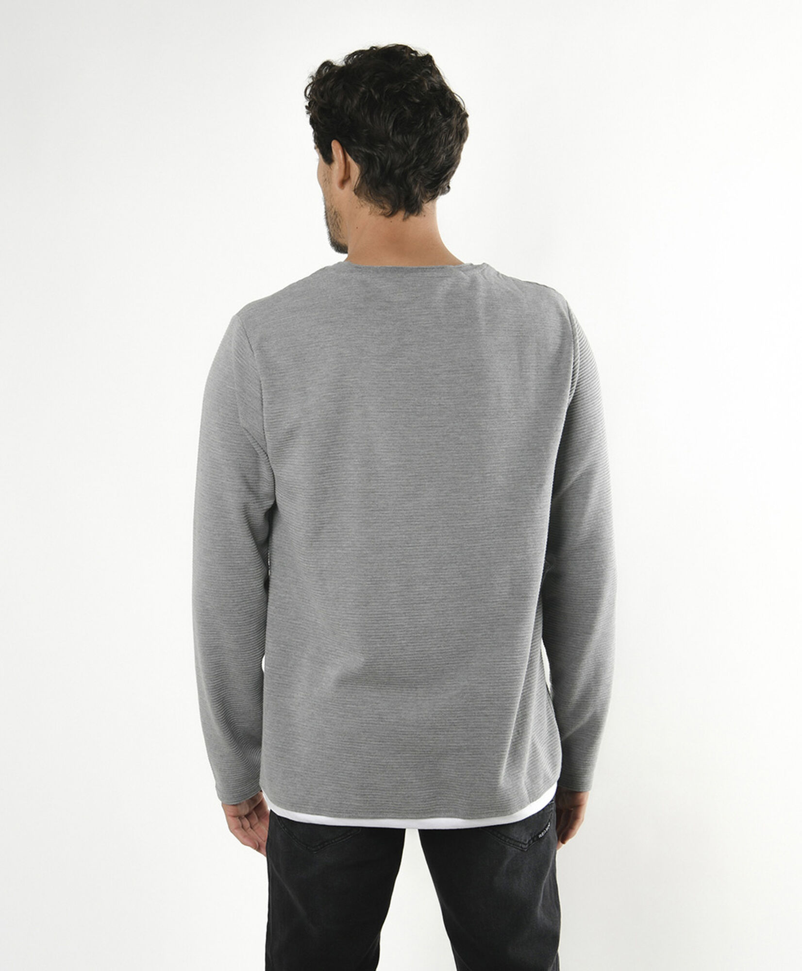 Polera hombre gris manga larga Polera hombre gris manga larga