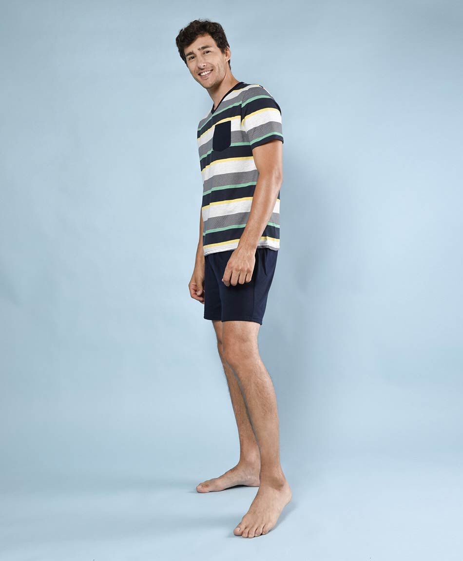 Pijama hombre l&iacute;neas horizontales 2 piezas