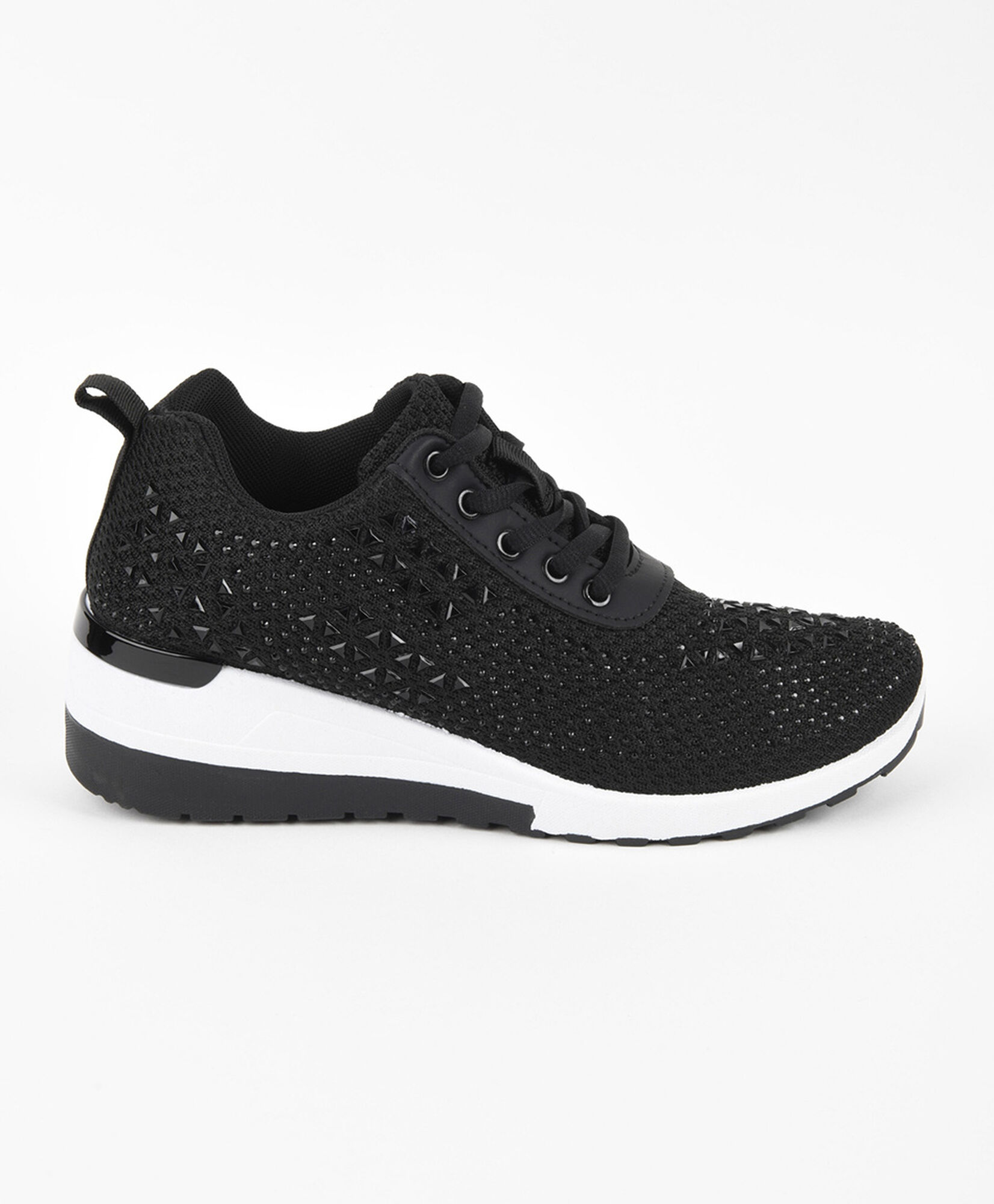 Zapatilla mujer negra piedras Zapatilla mujer negra piedras