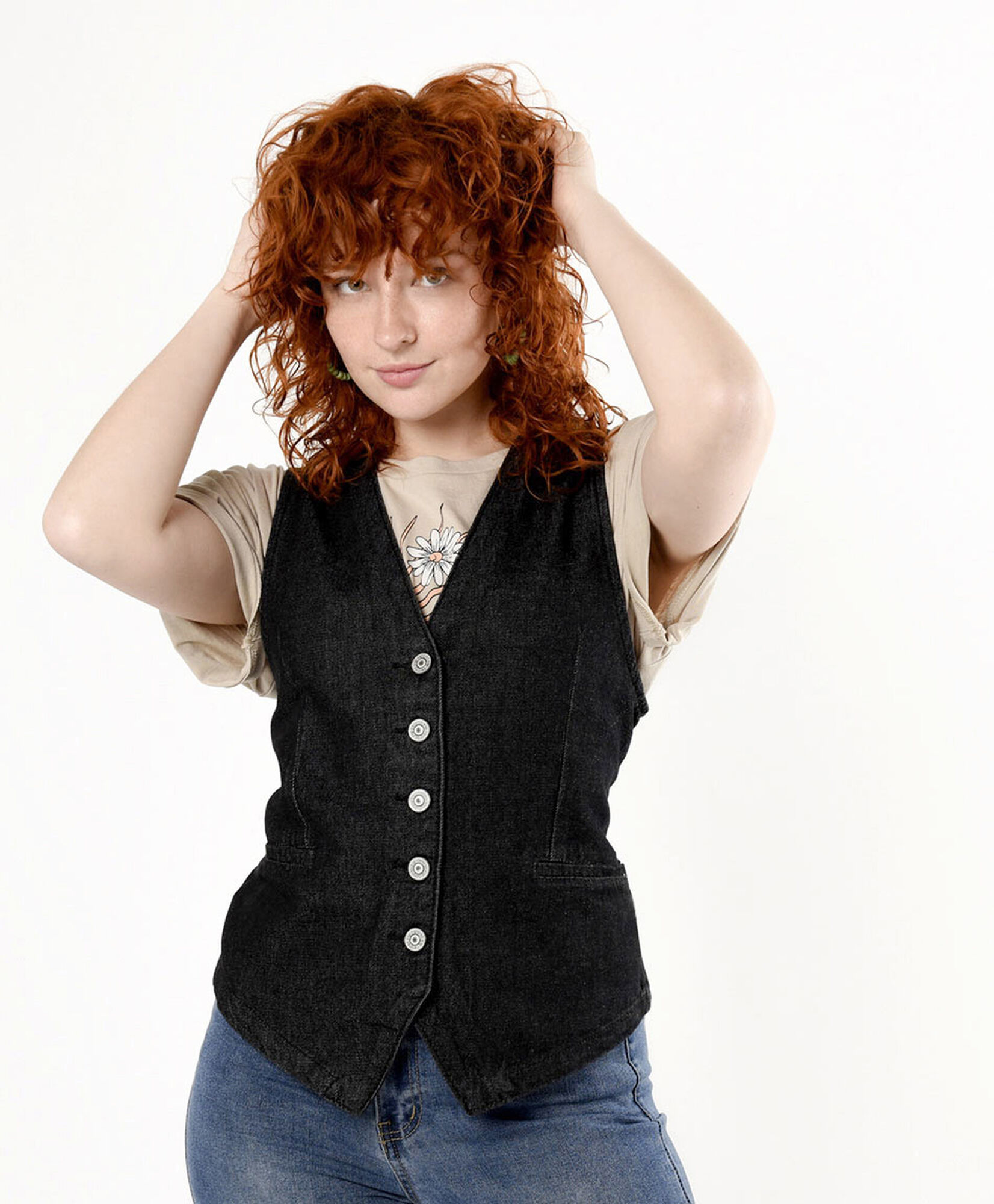 Vest mujer denim negro Vest mujer denim negro