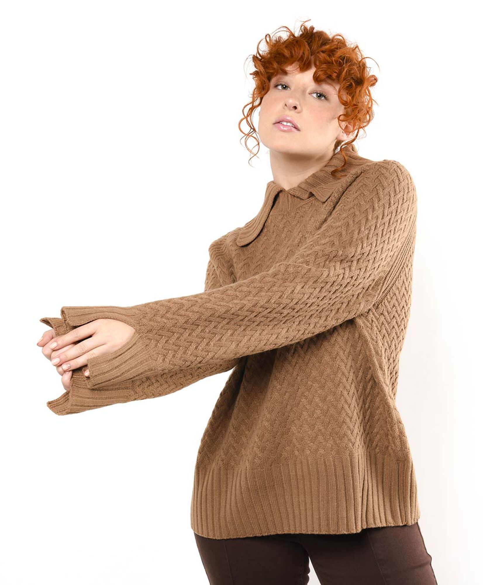 Sweater mujer trenzado cuello Sweater mujer trenzado cuello