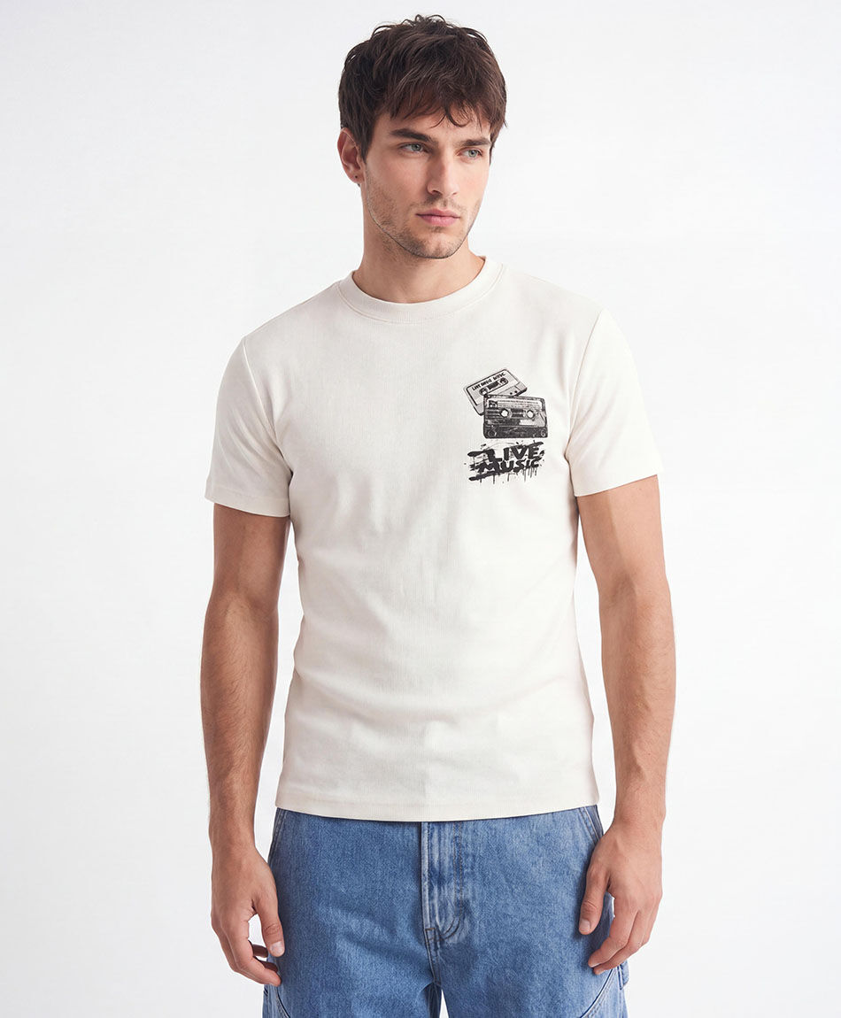 Polera hombre estampado live music