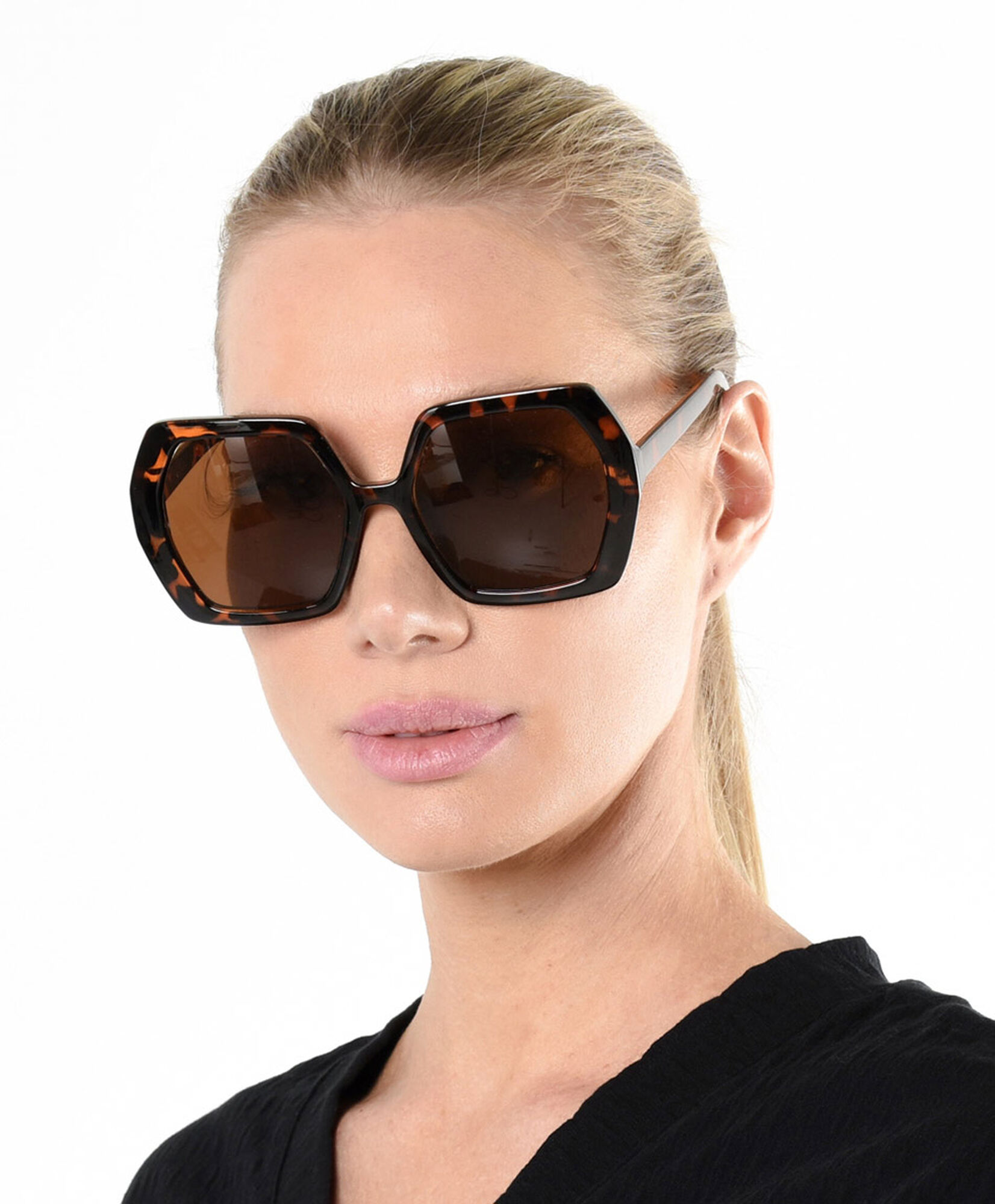 Lentes mujer hexagonal café Lentes mujer hexagonal café
