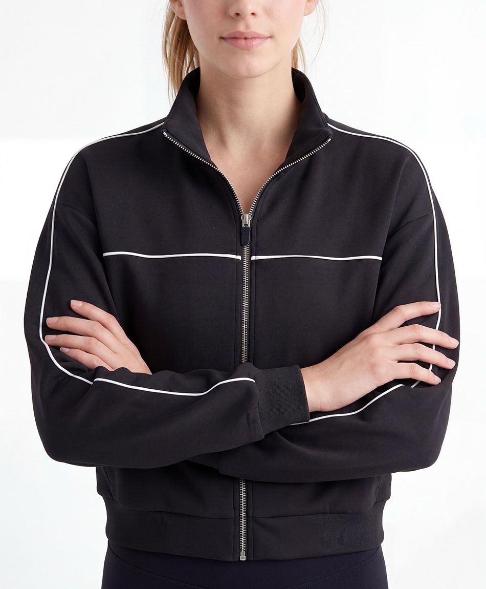 Poler&oacute;n deportivo mujer l&iacute;neas blancas