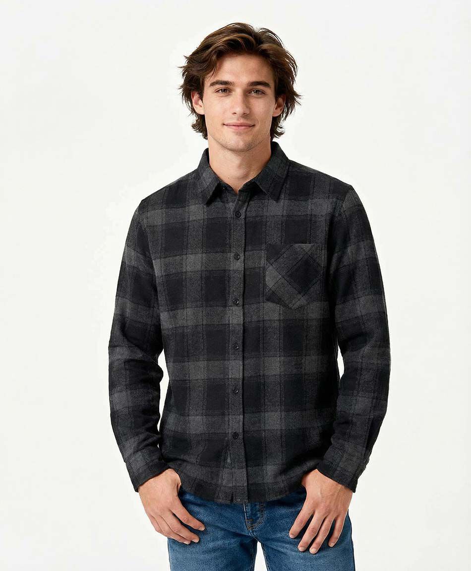 Camisa hombre cuadrill&eacute; franela