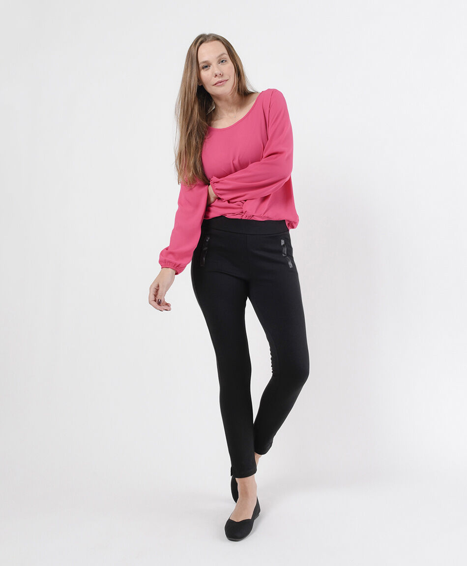 Leggins mujer detalle cuerina tiro alto