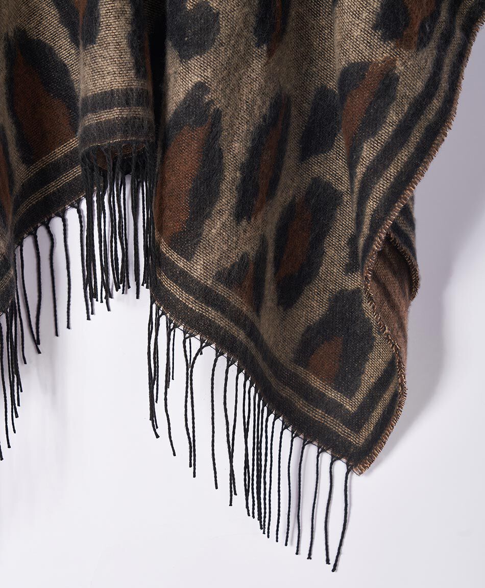 Poncho mujer animal print brown