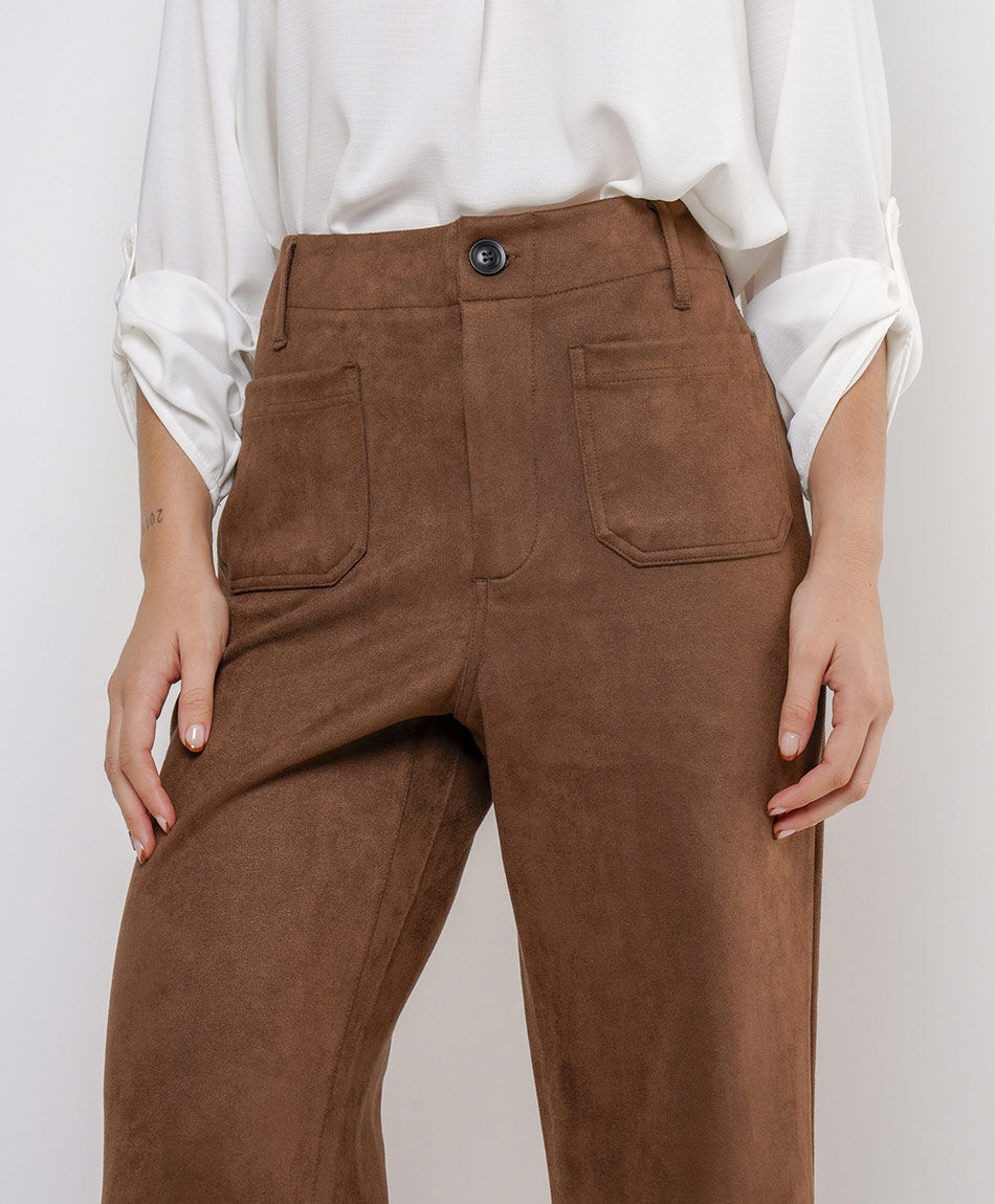 Pantal&oacute;n mujer color caf&eacute; recto