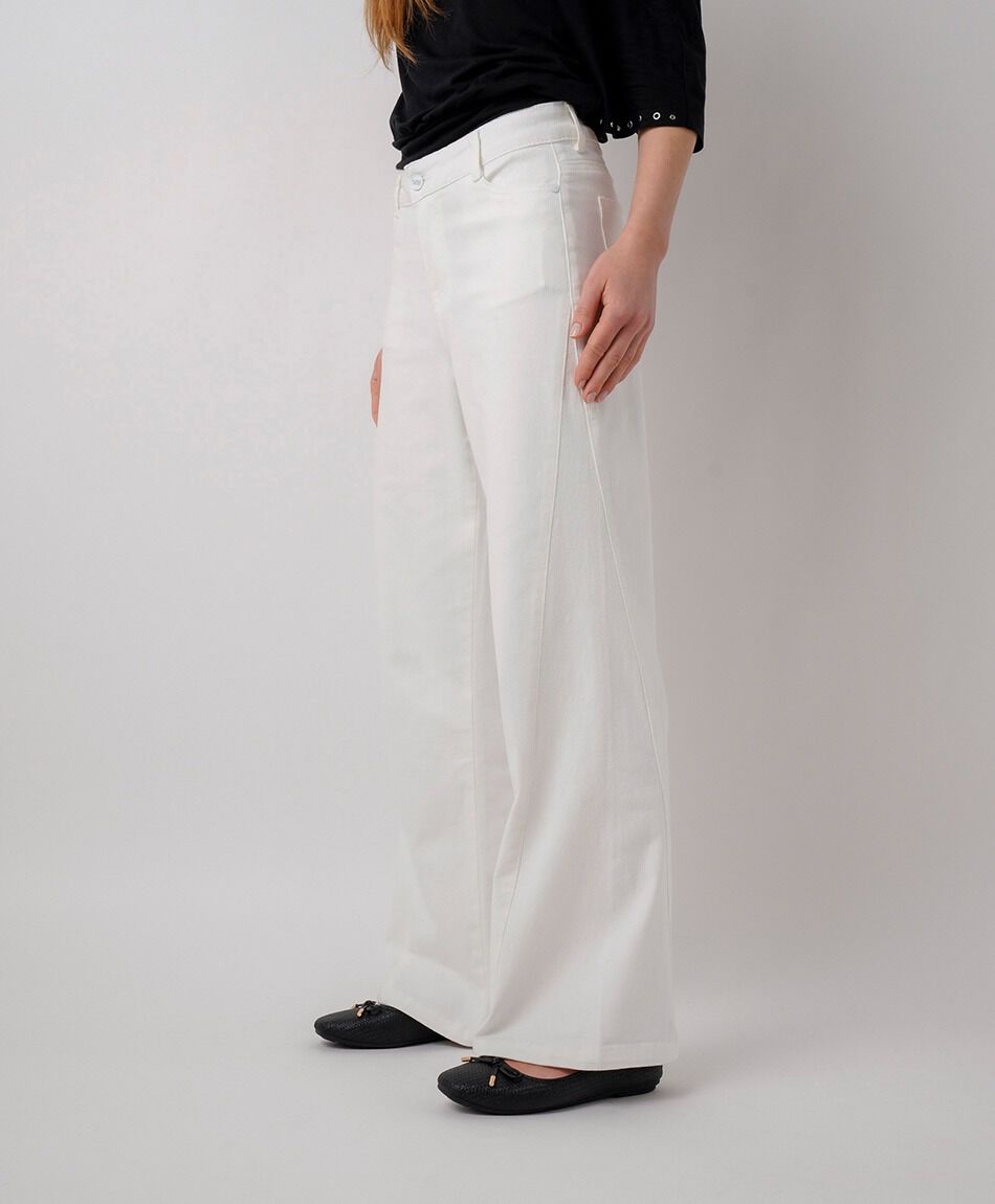 Jeans mujer wide leg blanco