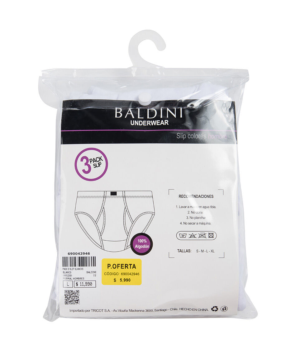 Pack 3 slip hombre blancos
