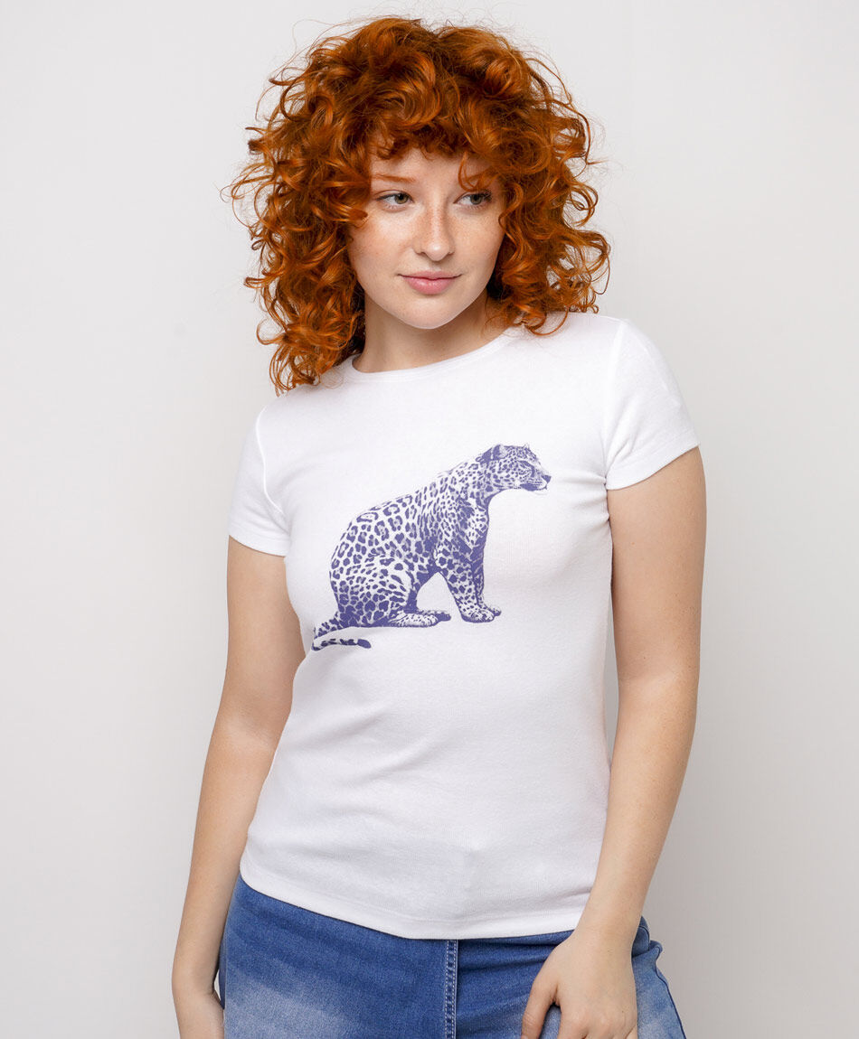 Polera mujer estampado leopardo
