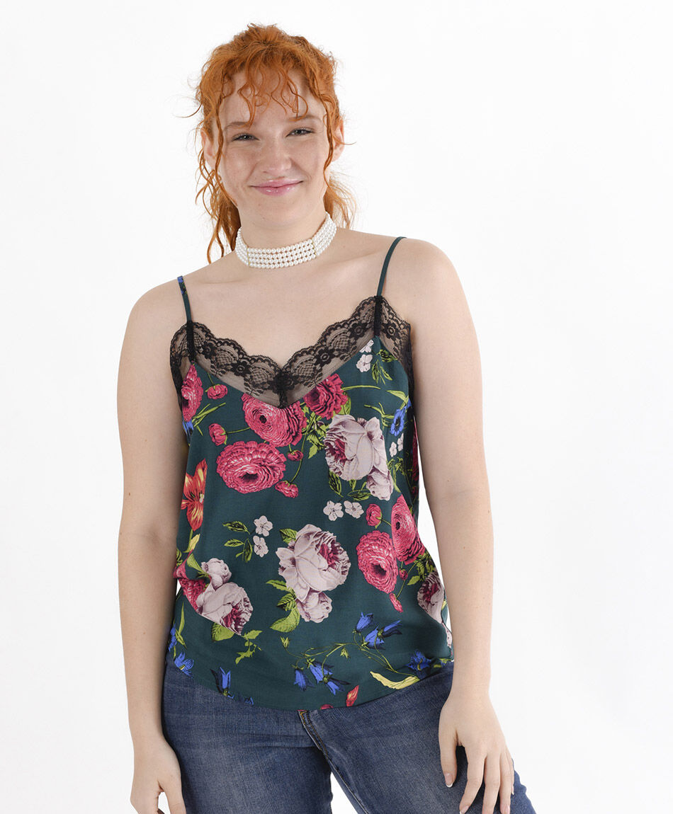 Blusa mujer top encaje flores