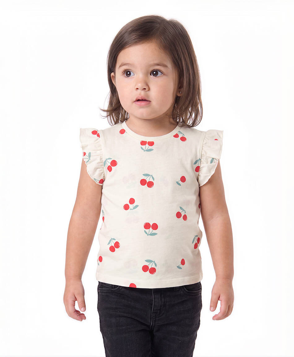Polera beb&eacute; vuelos cerezas