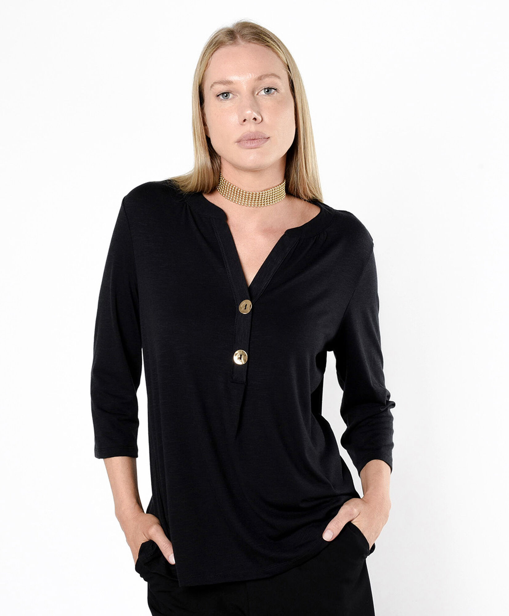 Polera mujer doble botón Polera mujer doble botón