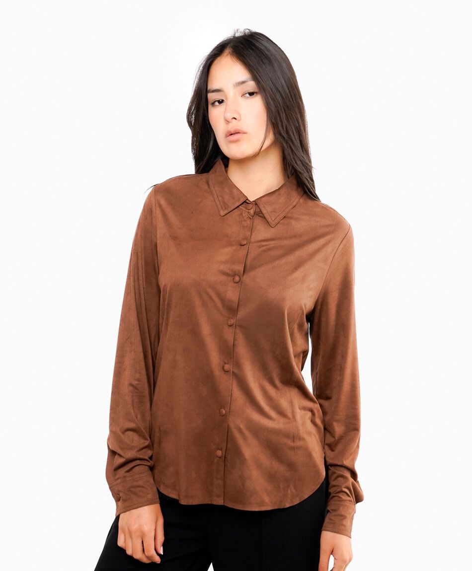 Blusa mujer suede caf&eacute;