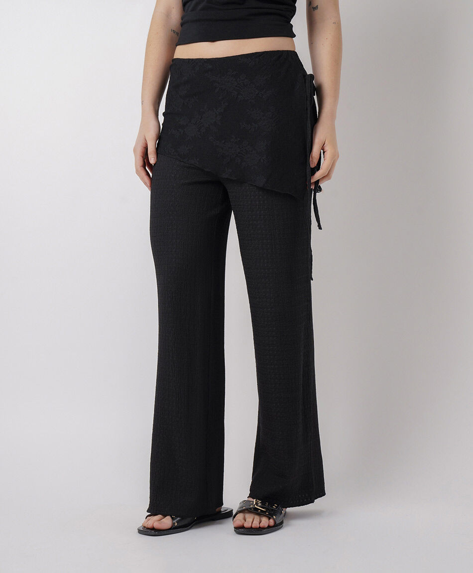 Pantal&oacute;n mujer pareo encaje negro