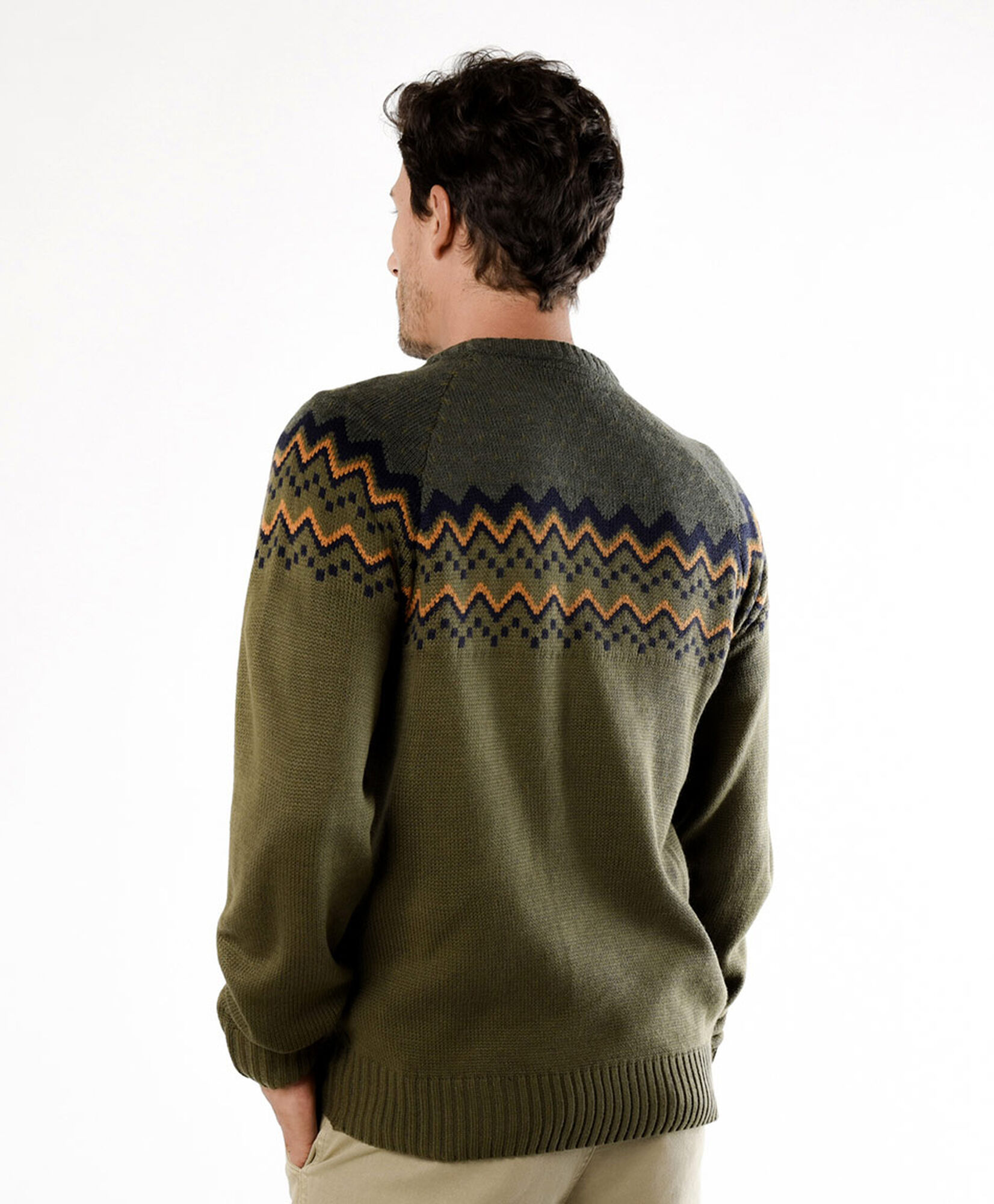 Sweater hombre jacquard líneas verde Sweater hombre jacquard líneas verde