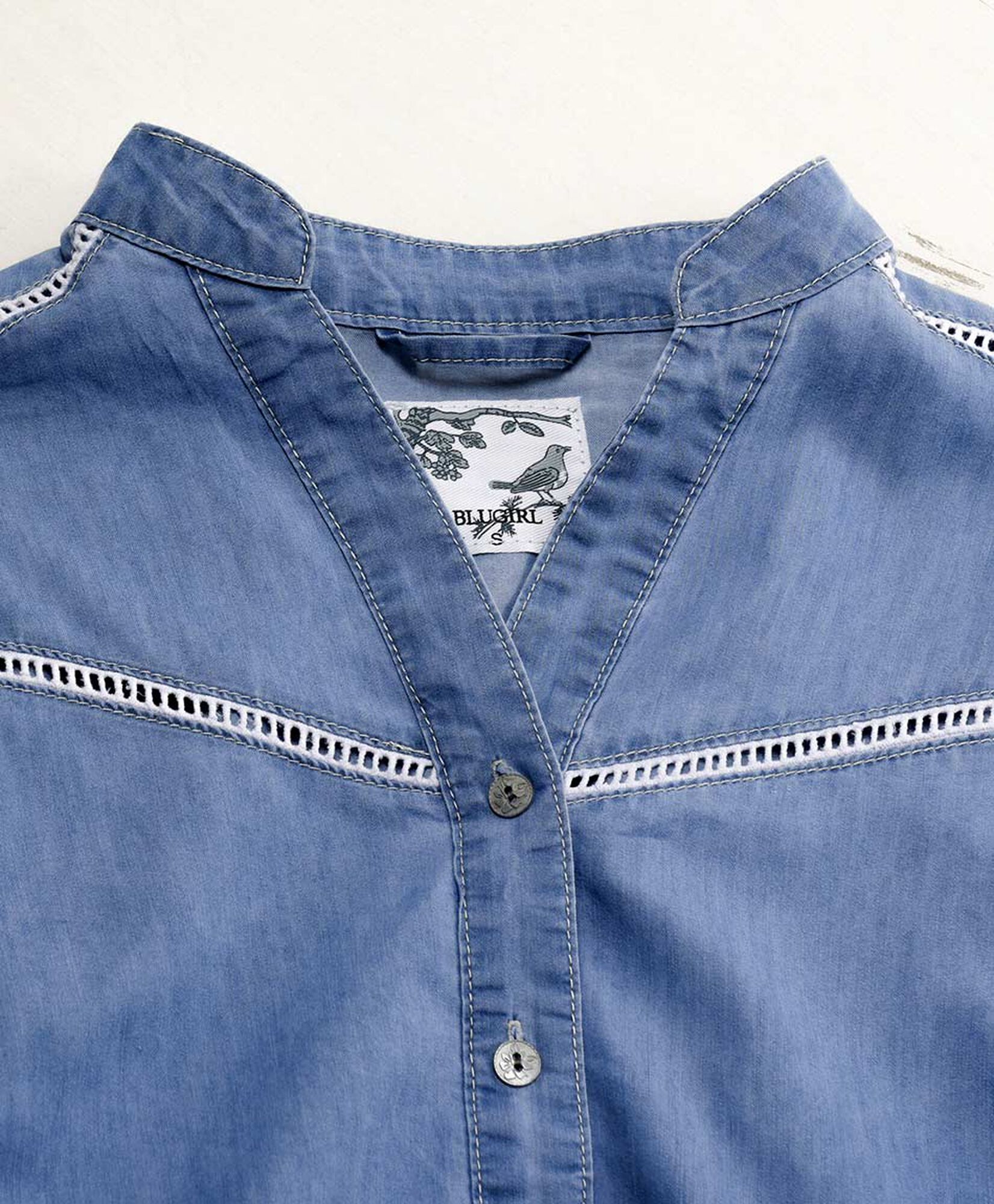 Blusa mujer denim encaje Blusa mujer denim encaje
