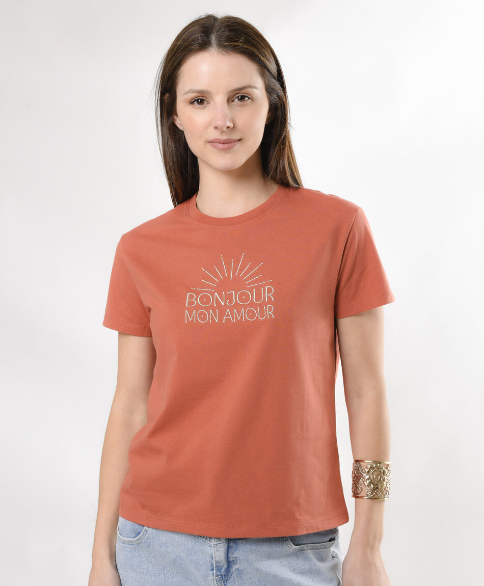 Polera mujer estampado frase