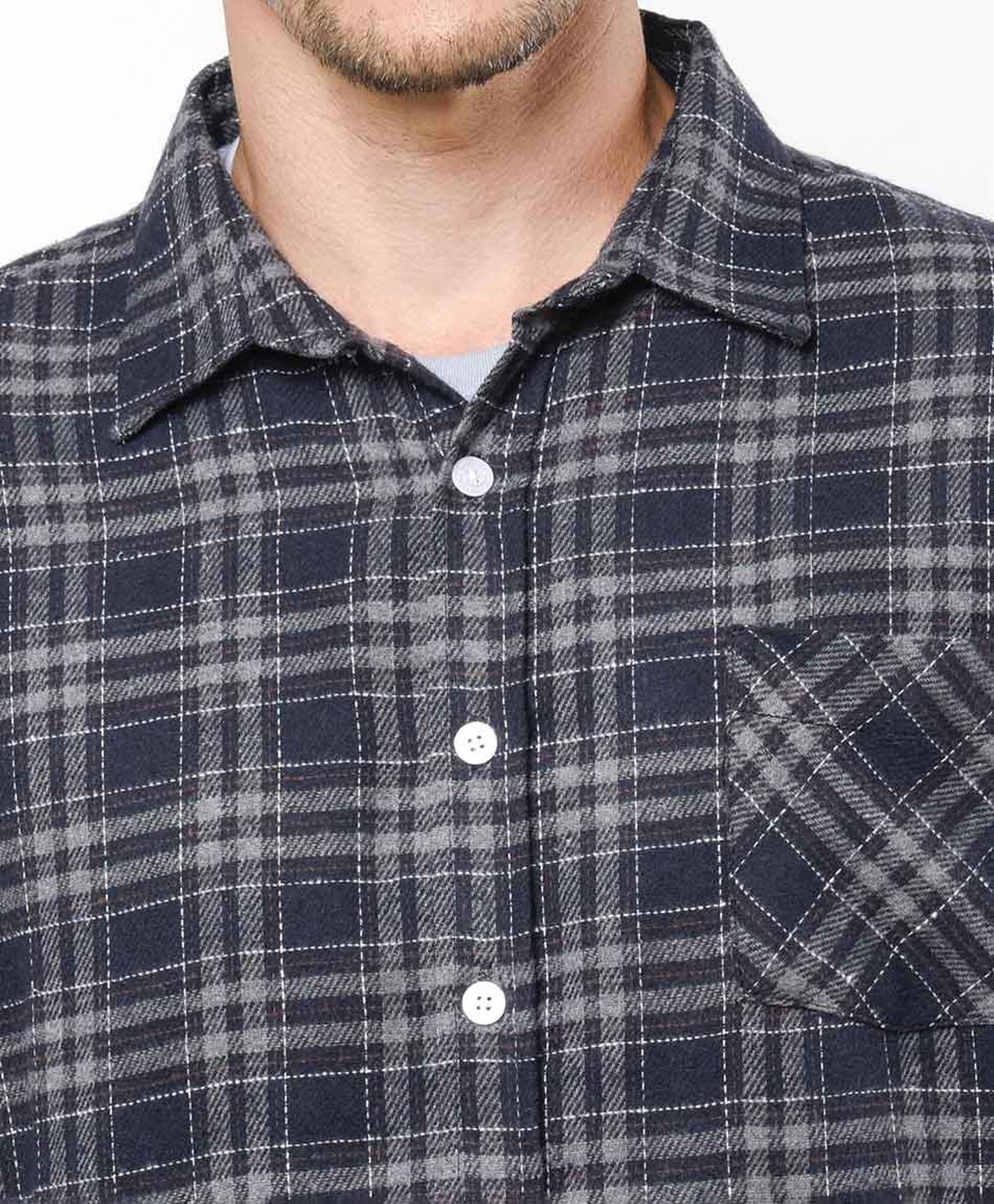 Camisa hombre franela gris y azul Camisa hombre franela gris y azul