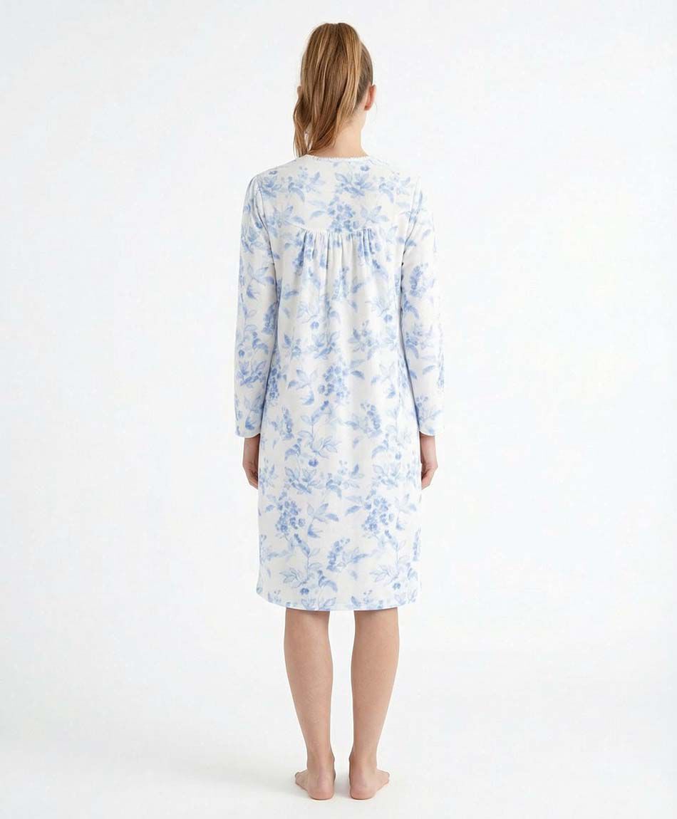 Camisa de dormir mujer  polar flores blue