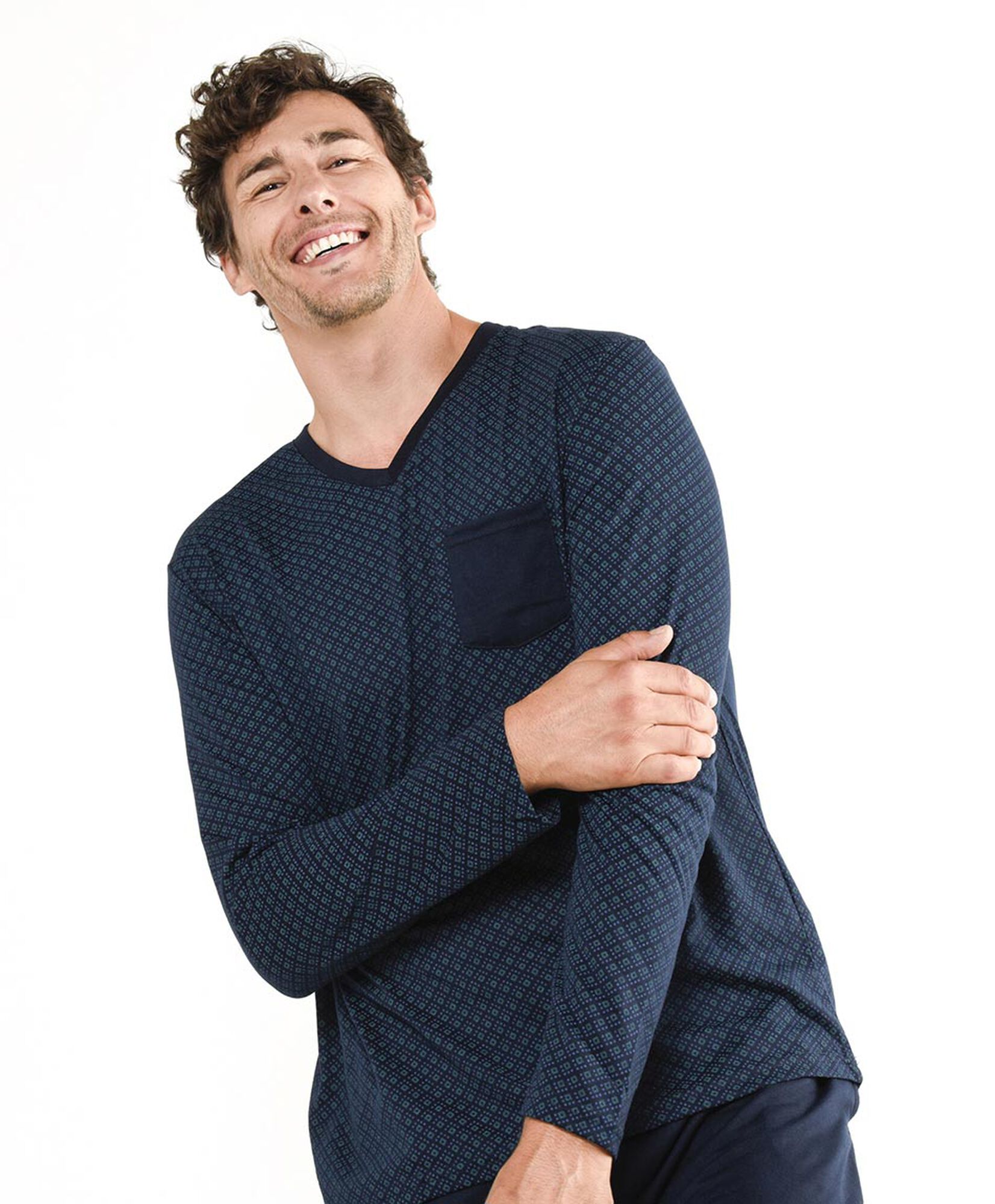 Pijama hombre rombos manga larga Pijama hombre rombos manga larga