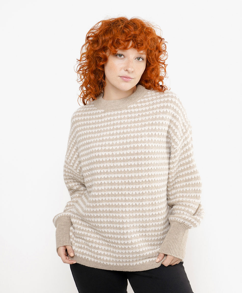 Sweater mujer rayas beige light