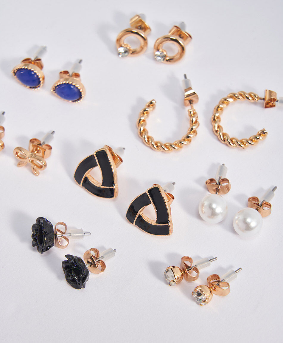 Set 8 aros mujer variedad fashion