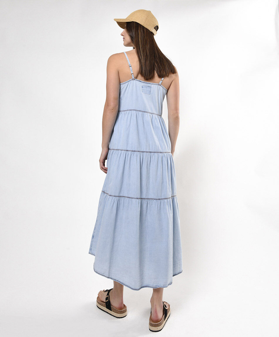 Vestido largo mujer denim pisos