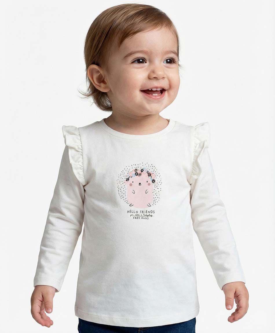 Polera beb&eacute; estampado erizo