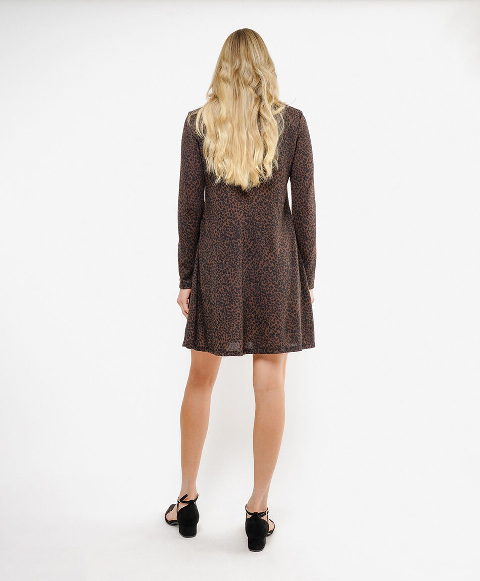 Vestido mujer animal print manga larga