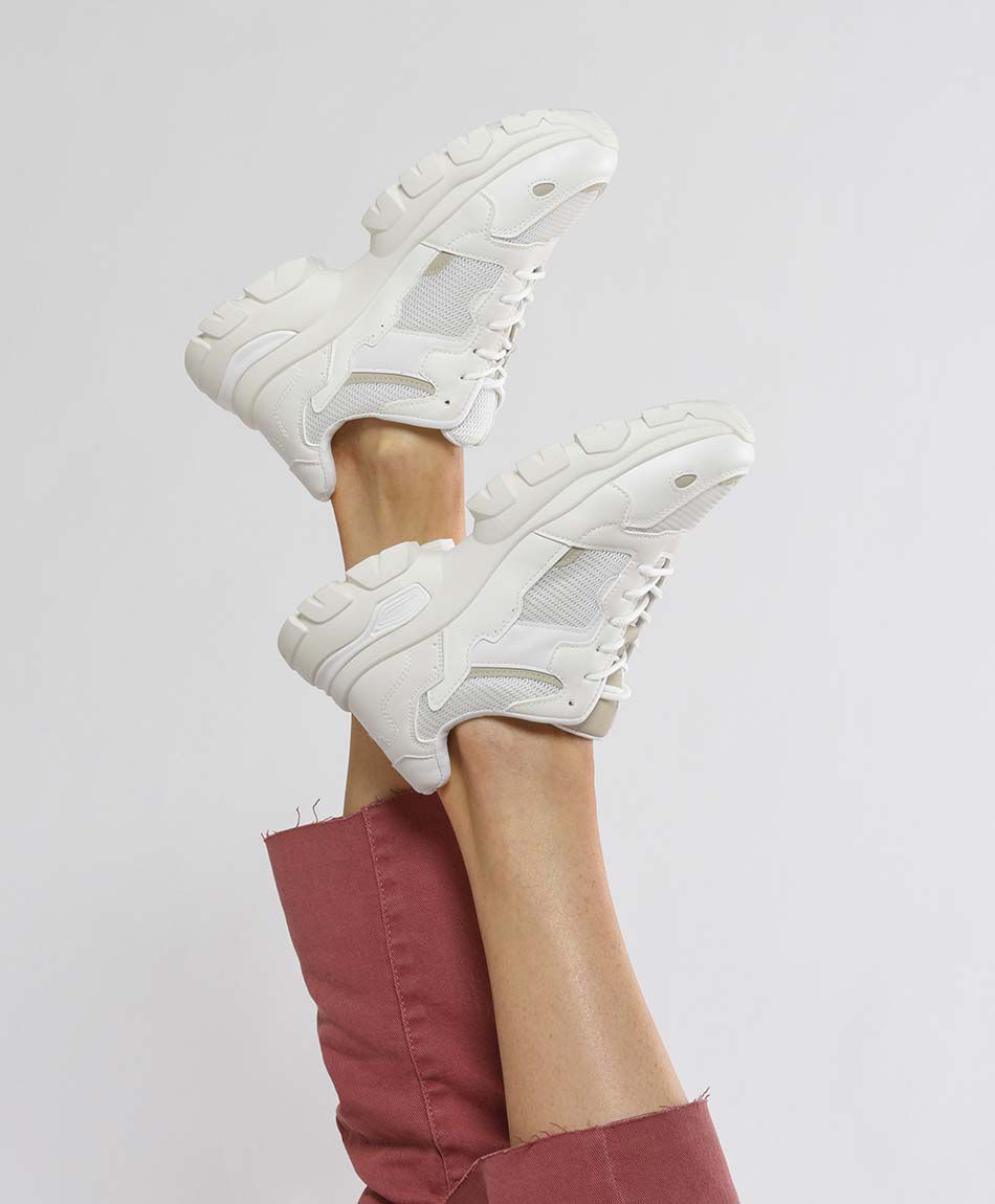 Zapatilla mujer chunky malla taco cuadrado