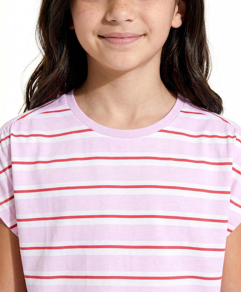 Polera ni&ntilde;a l&iacute;neas lazos