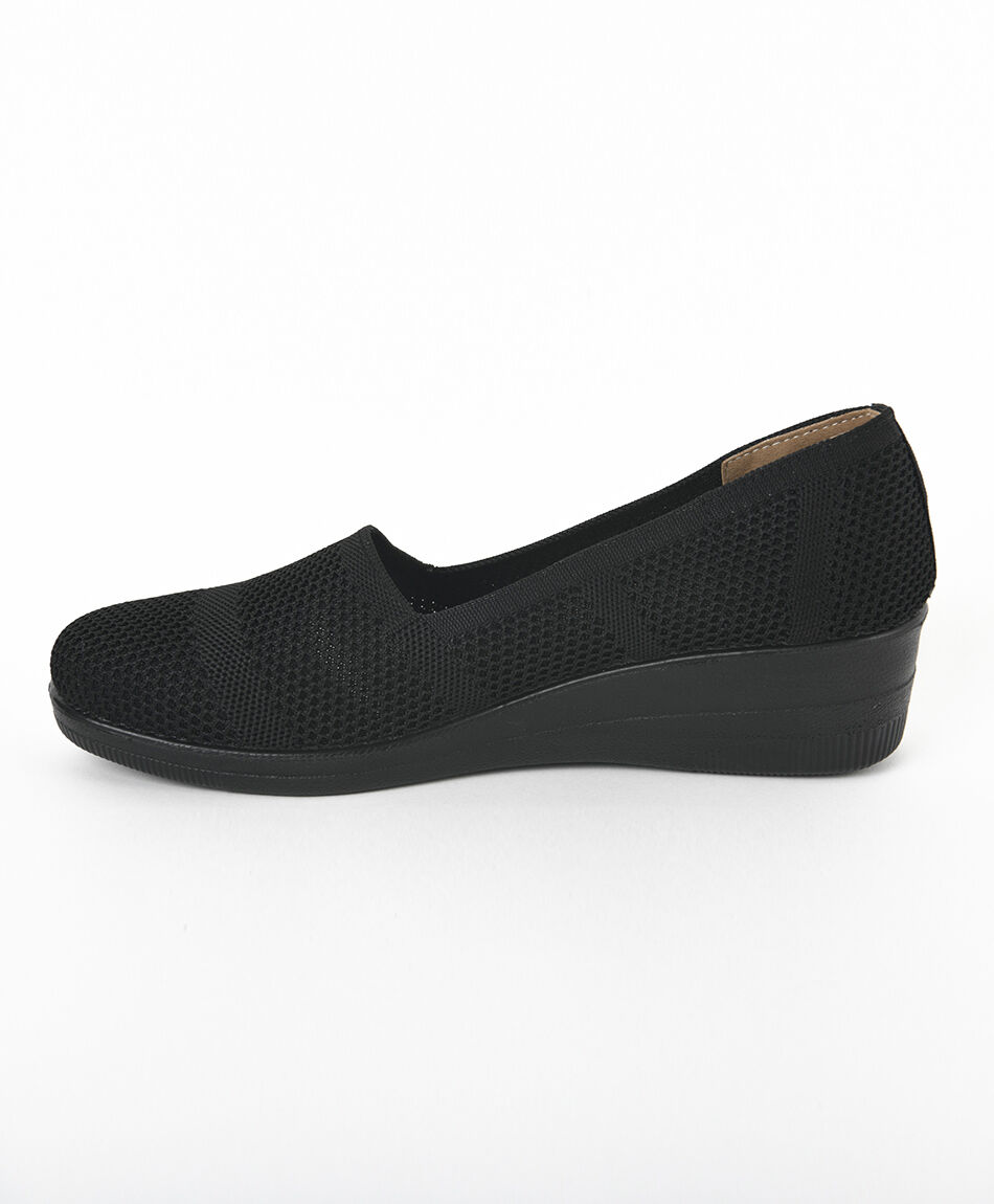 Mocas&iacute;n mujer tejido plataforma