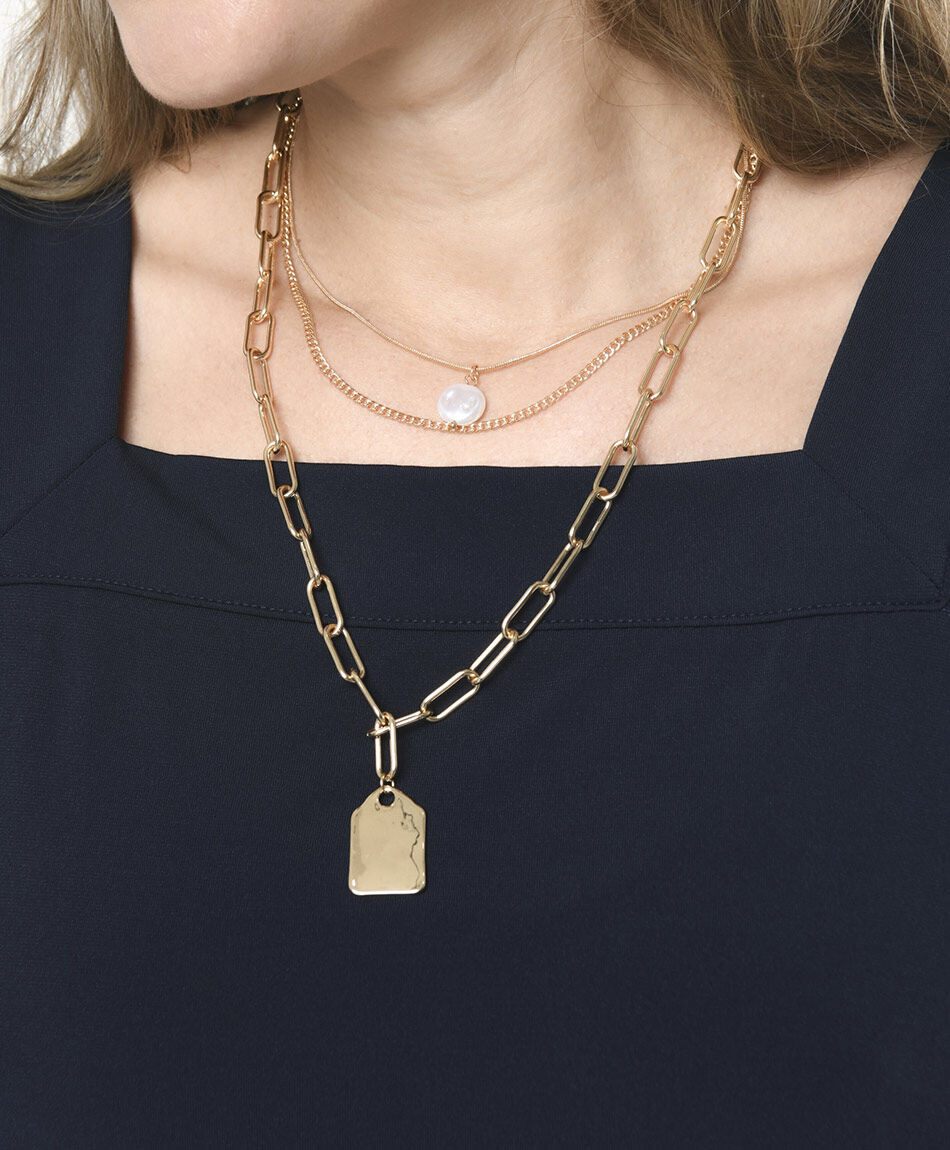 Collar mujer dorado triple 1 pieza