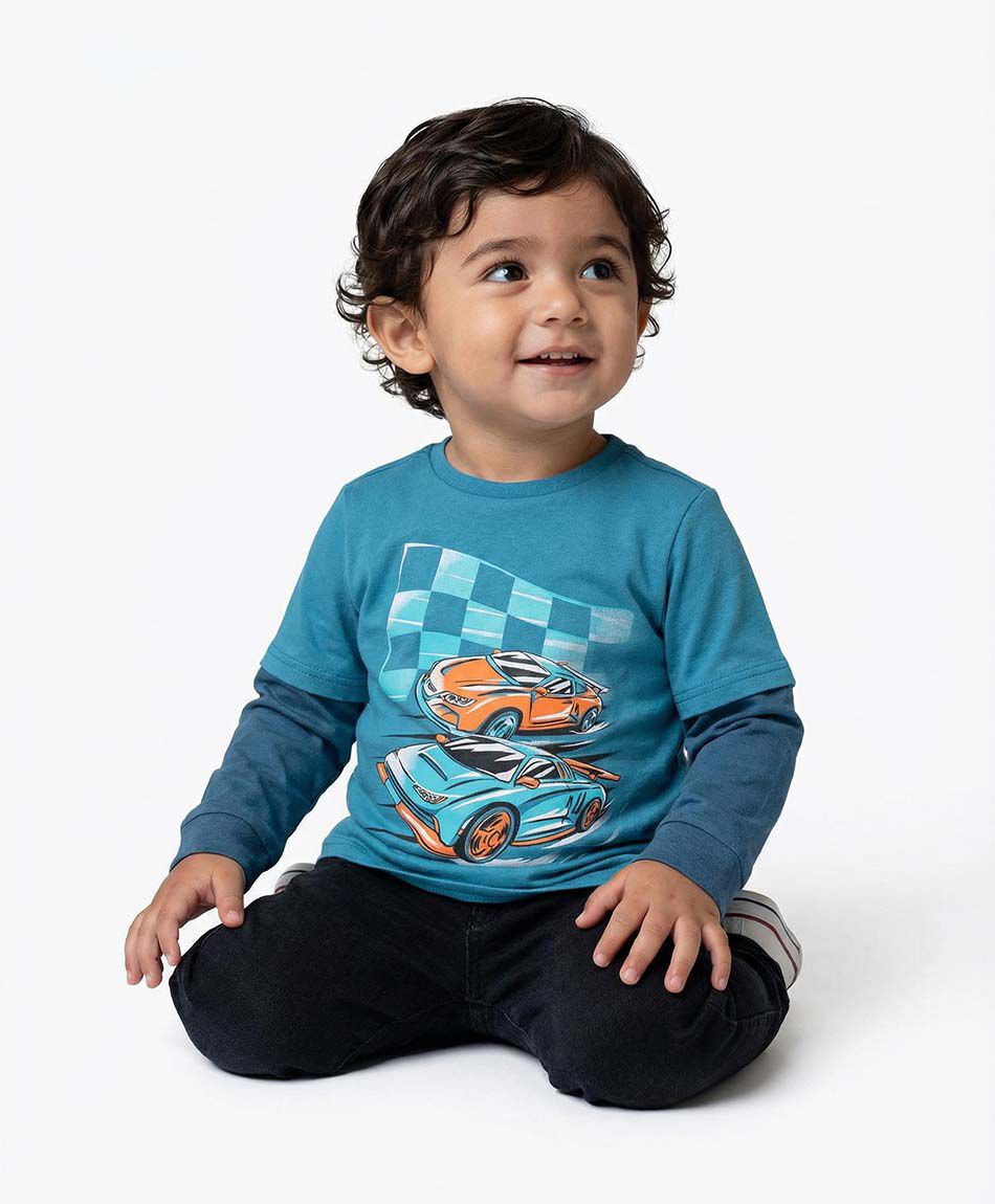 Polera beb&eacute; estampado de carreras