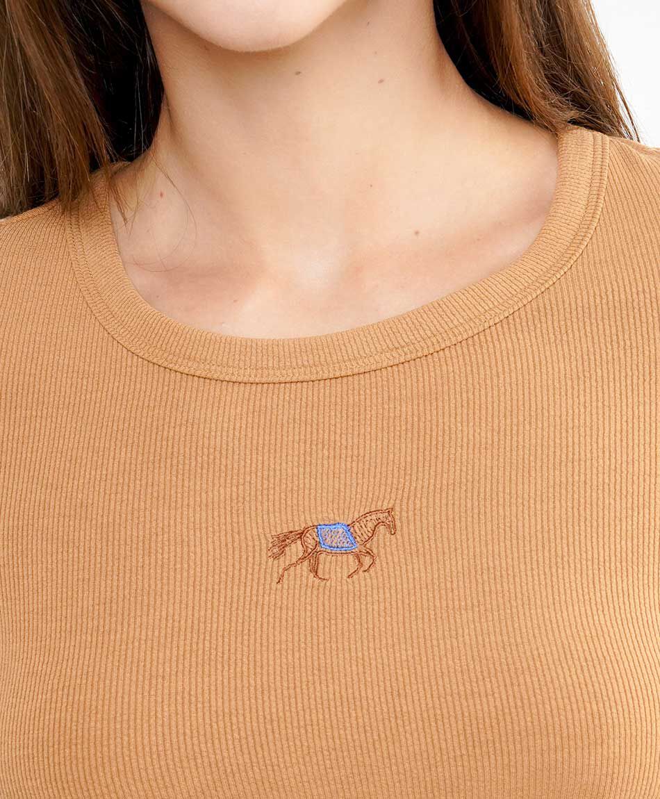 Polera mujer bordado caballo