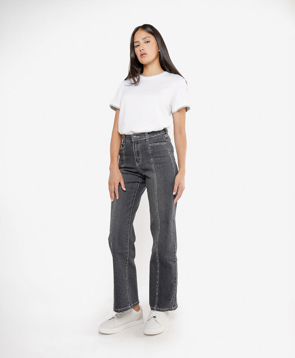 Jeans mujer tachas frontales