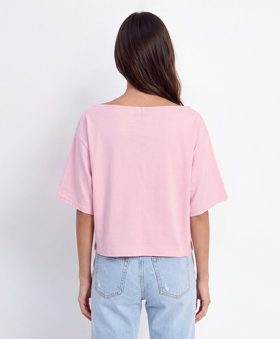 Polera mujer lisa cuello bote