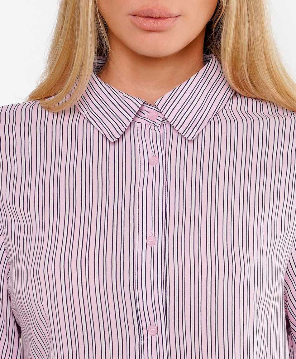 Blusa mujer l&iacute;neas manga ancha rosada