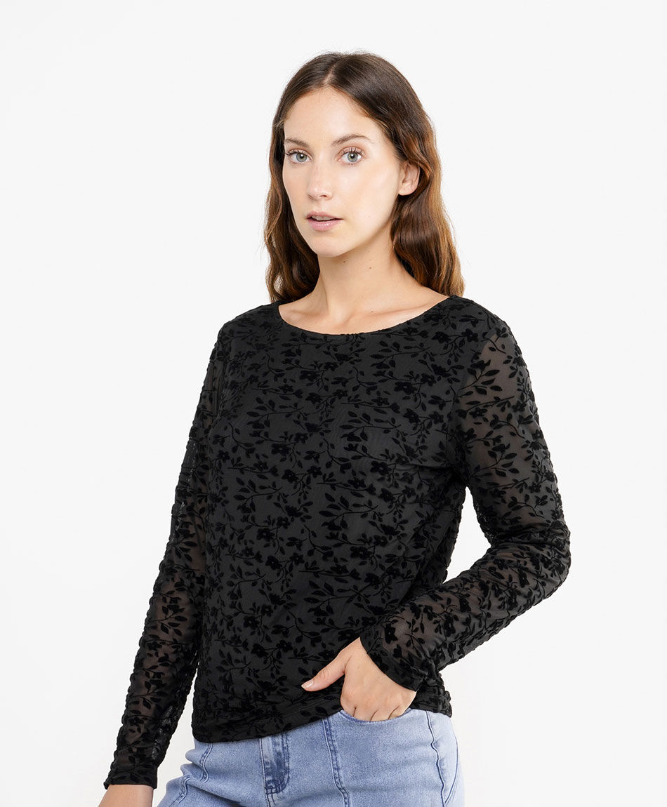 Polera mujer encajes florales