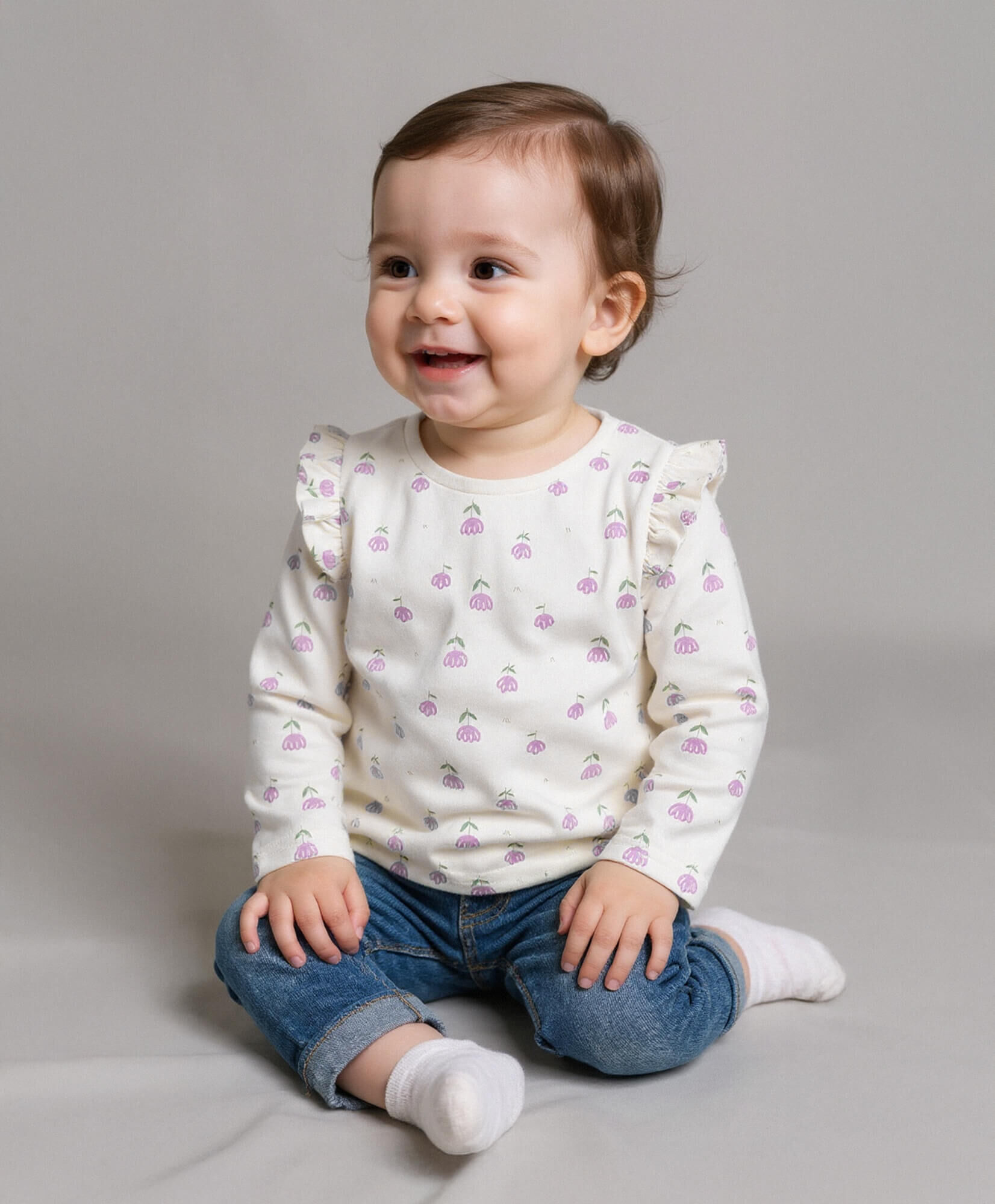Polera bebé flores vuelos Polera bebé flores vuelos