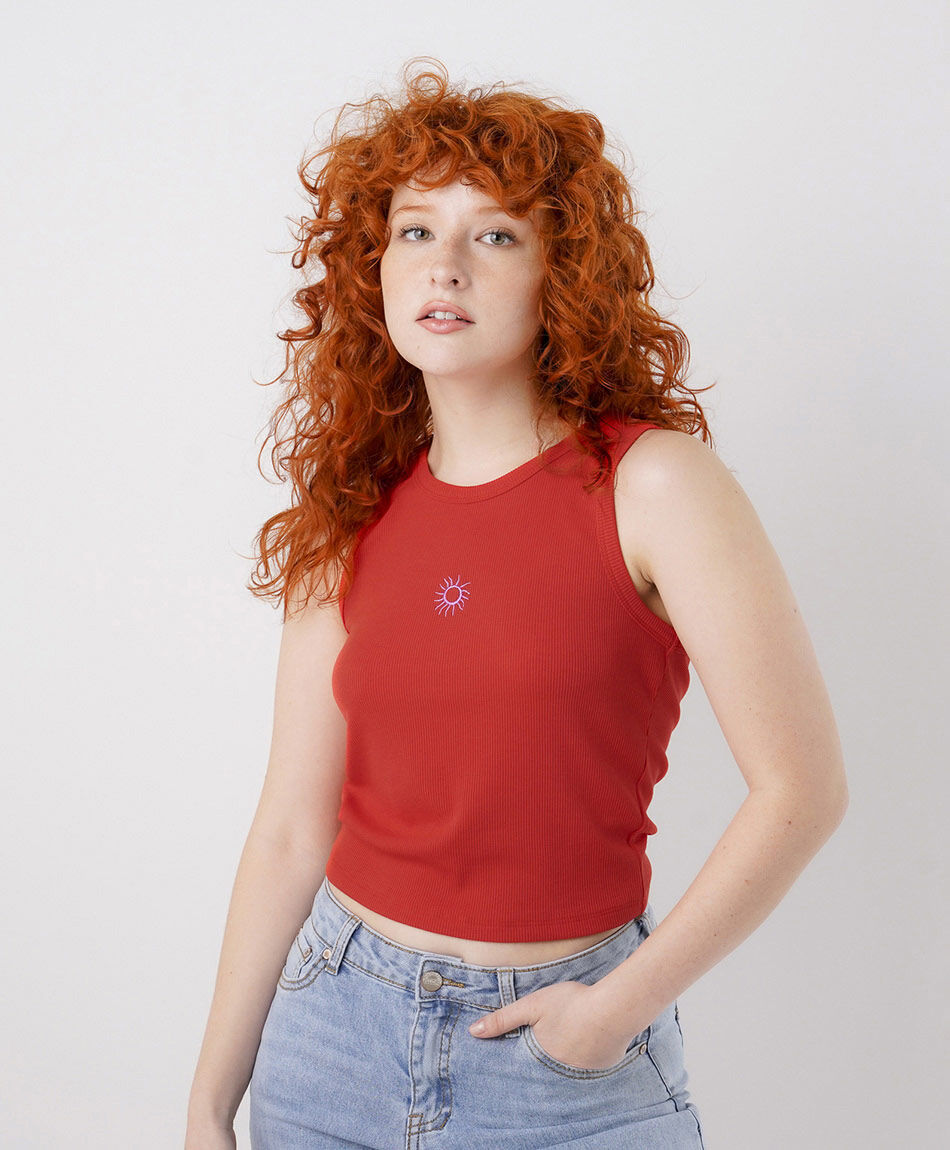 Polera mujer sol bordado