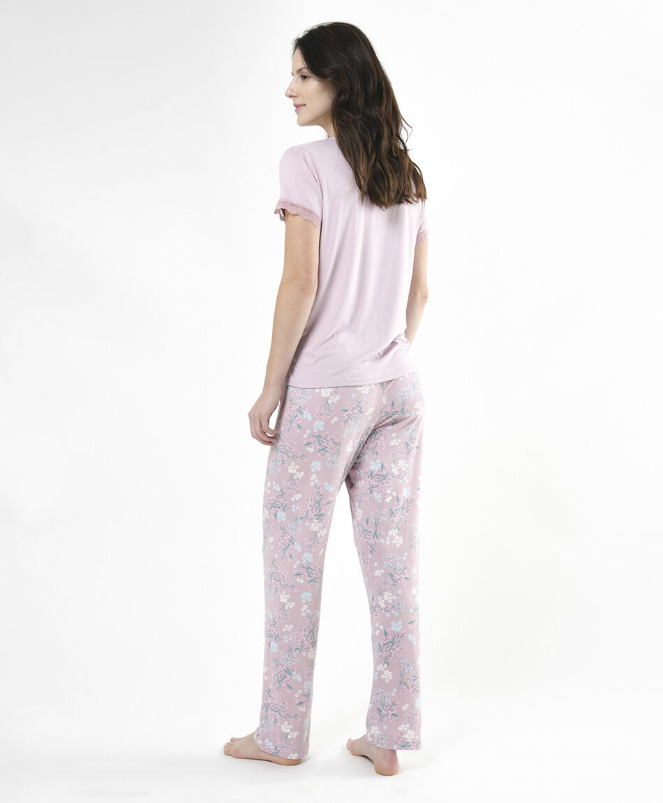 Pijama mujer floral encaje 2 piezas
