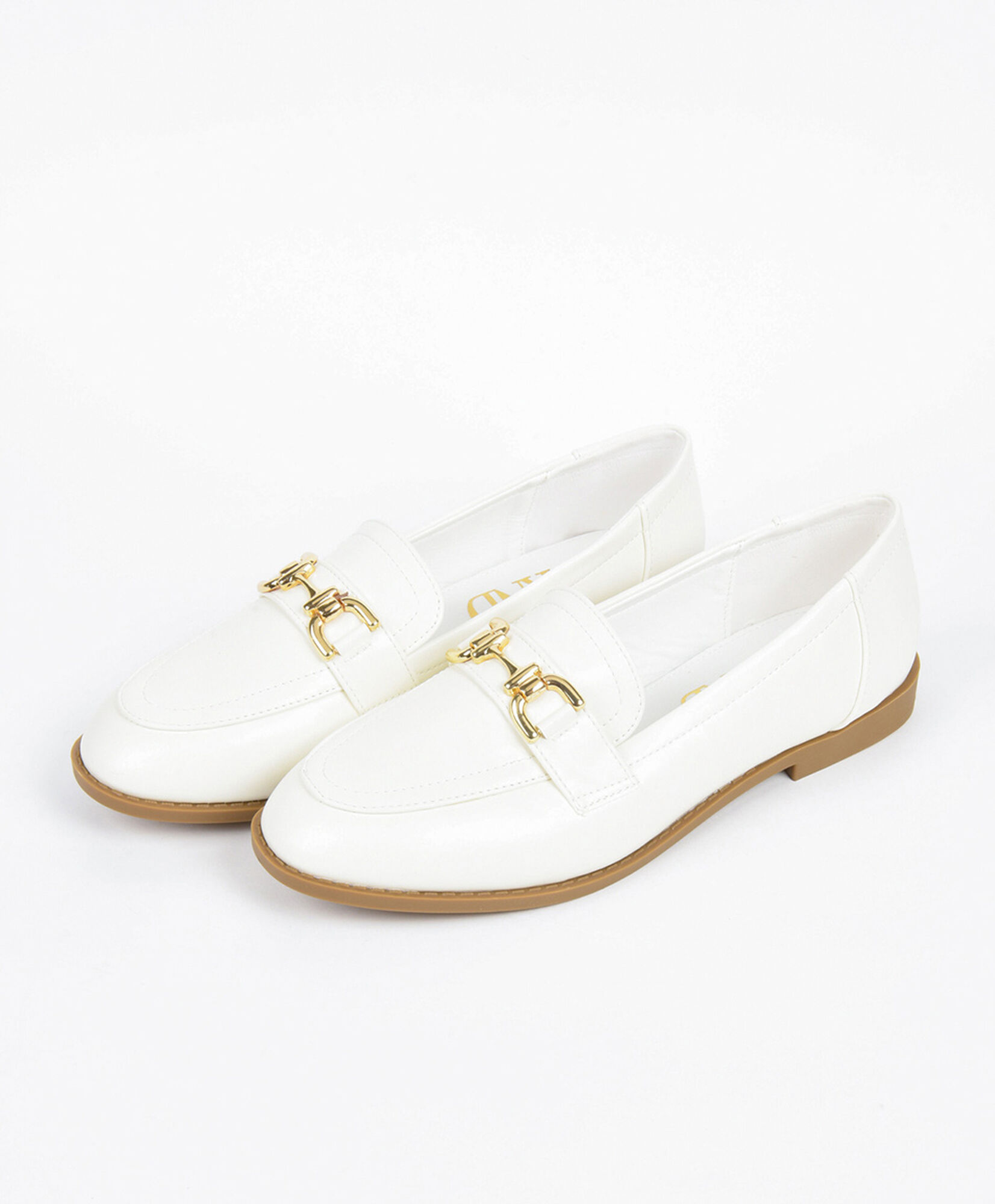 Mocasín mujer blanco hebilla Mocasín mujer blanco hebilla