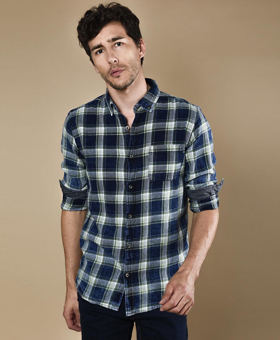 Camisa tart&aacute;n manga larga